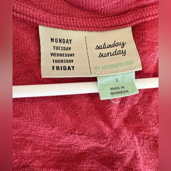 Anthropologie Saturday Sunday Kathie Flounced Mini Dress Pink‎ Red-Small - Picture 5 of 10
